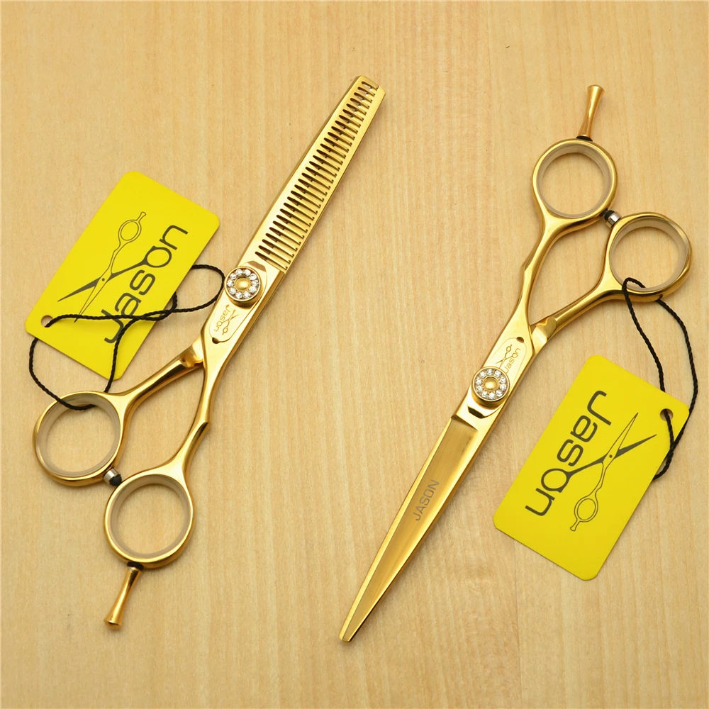 

6.0inch 17cm Brand Jason 440C 62HRC Professional Human Hair Scissors Hairdressing Scissors Cutting Shears Thinning Scissors