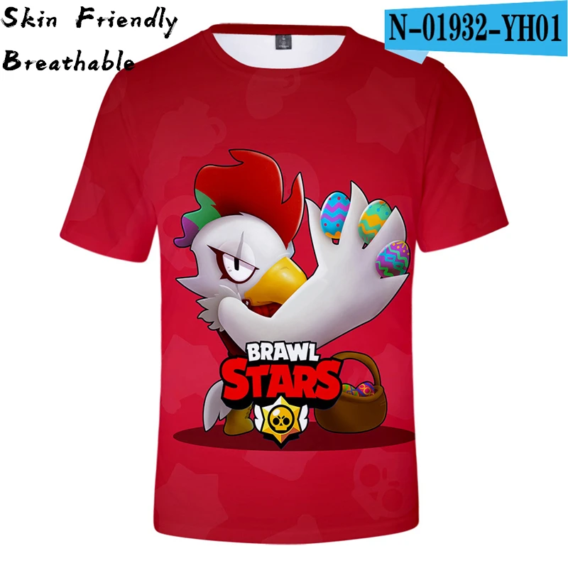 

Brawl Stars Kids Skin Friendly Tops Short Sleeve Cartoon T-Shirt Quick Dry T Shirt Print 3D Print Tshirt Gamer Clothes Summer