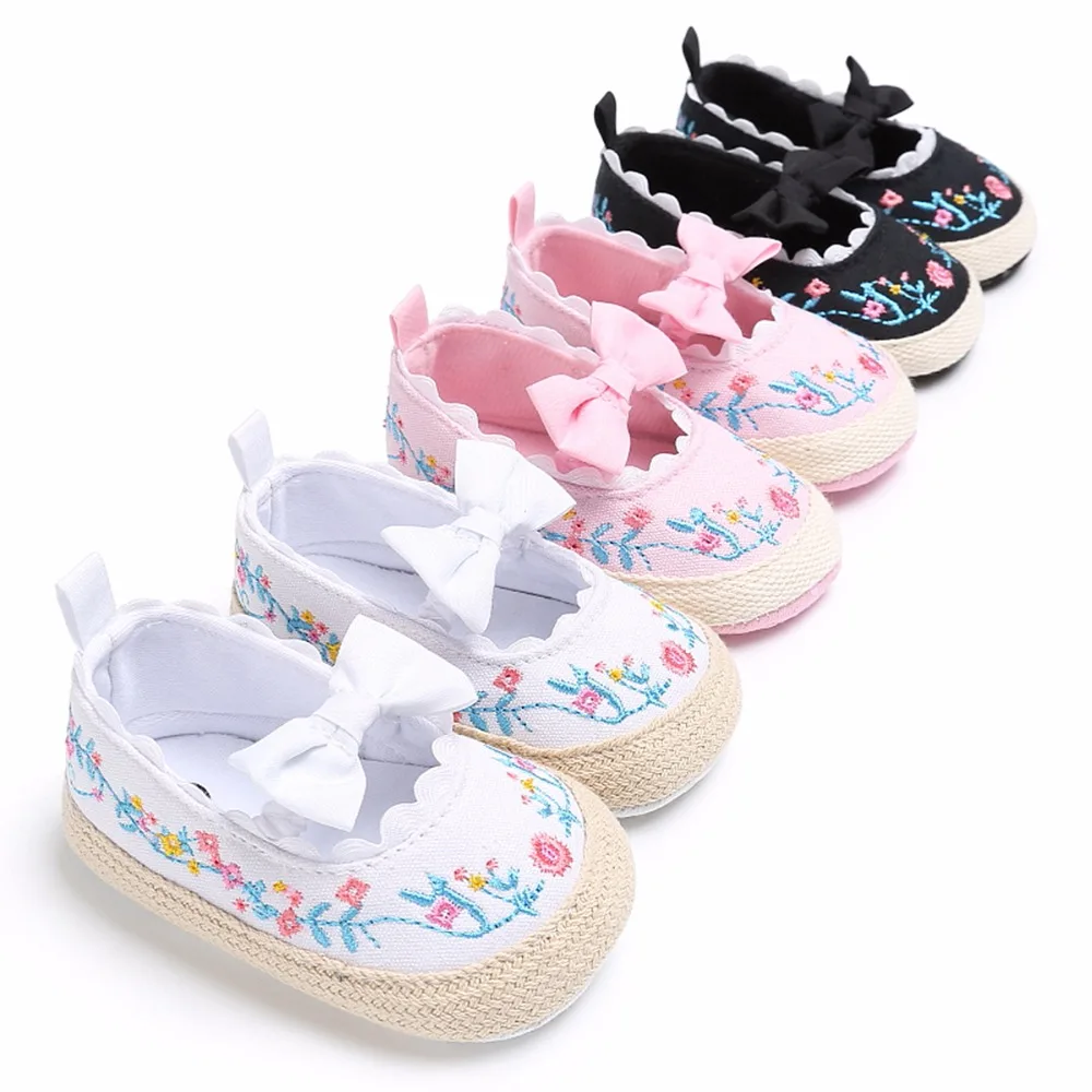 Хлопковая обувь для маленьких девочек; обувь для новорожденных; обувь для малышей; обувь для маленьких девочек с бантом; мягкая нескользящая обувь для малышей; 0-18 месяцев