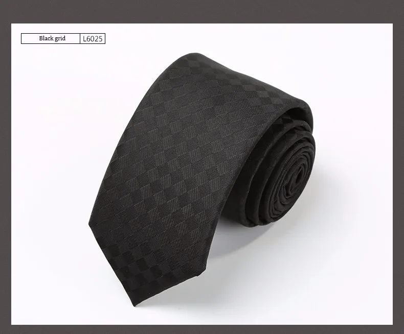 Осенняя новинка 2016 г.; Мужская Мода Бизнес галстук SLIM Tie 6 см черный небольшой темно-сетка Тощий Галстуки для Для мужчин подарочной коробке
