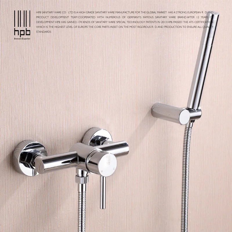 

HPB High Quality Wall Mount Brass 2 Function Bathtub and Shower Faucet Set with Bidet Handshower Chrome Finish HP5005