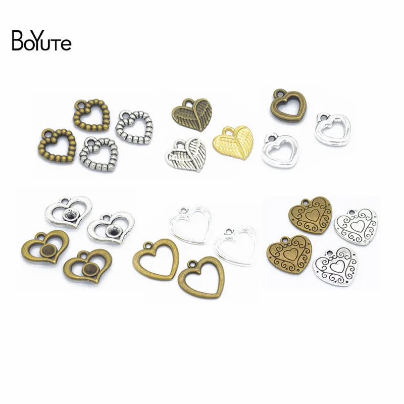 

BoYuTe (100 Pieces/Lot) Metal Alloy Heart Charms Pendant Diy Hand Made Accessories for Jewelry Making