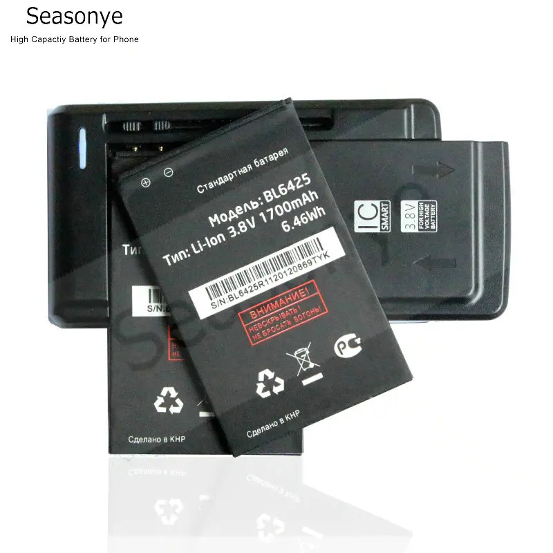 NEW 2x 1700mAh / 6.46Wh BL6425 Replacement Battery + Universal USB Wall Charger For FLY FS454 BL 6425 Nimbus 8 Track Code | Мобильные