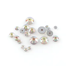 50 pcs 3,4, 5,6, 8mm Rodada Costurar Em Pedras de Cristal Claro AB Cor Flatback Com Um Buraco De Costura de Vidro Cristais Vestido(China)