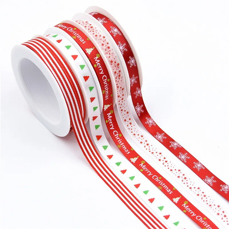 5*5 м/рулон печати Рождество органза лента Grosgrain лента для вышивка рукоделие декорации атласные ленты DIY лук аксессуары