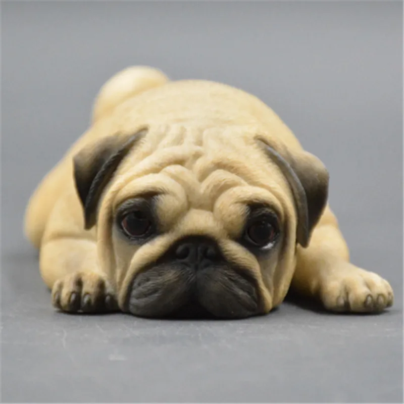 

Simulation Animal Dog Cute Puppy Statue Pug Creative Home Decoration Resin Action Figure Collectible Model Toy 15CM BOX P1570