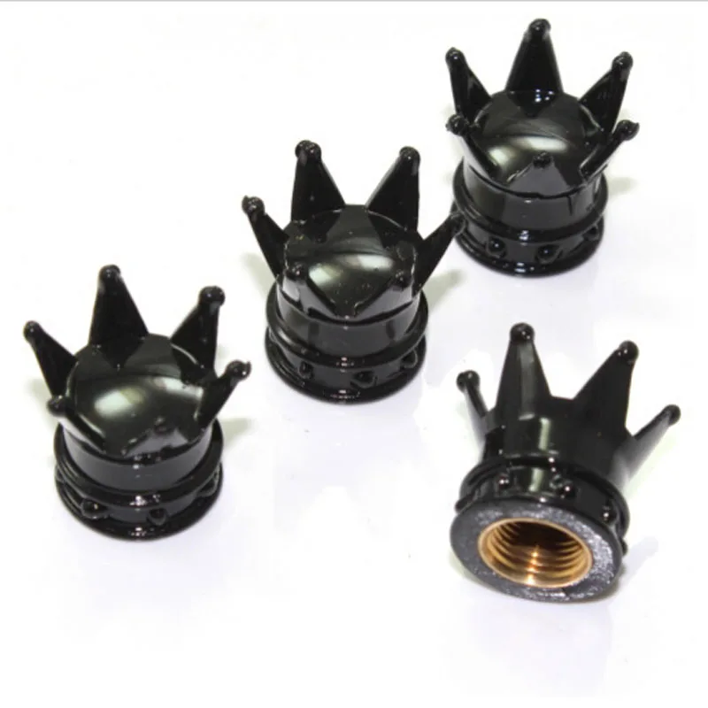 

4pcs/Lot Black kings Crown Tyre Tire Wheel Stem Valve Air Dust Cover Cap Bolts Nuts For Car Automobiles