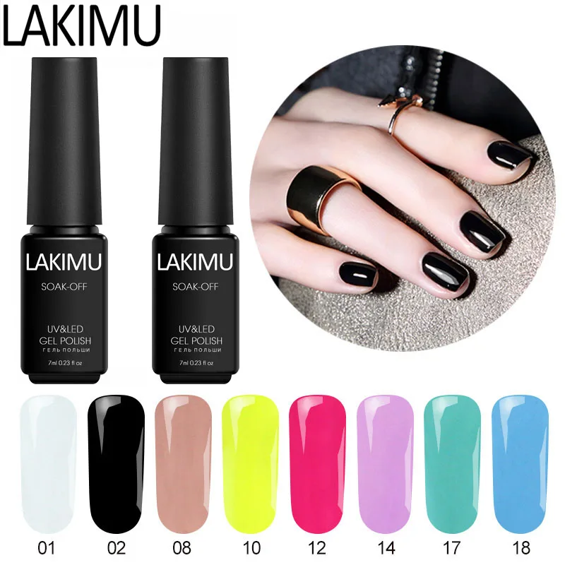 

Lakimu UV Gel Nail Polish Colorful Pure Colors Long Lasting Nail Art Soak Off Gel Lacquer Varnish Nails Poly Gel 7ml Primer