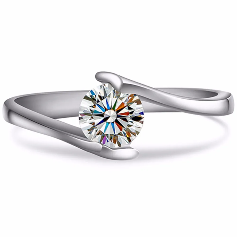 Обручальное кольцо с Муассанит из твердого белого золота муассанитом 0.5CT 18K|jewelry