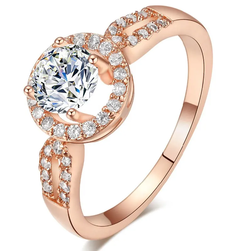 Tuker Wedding Classic Ring For Women Rose Gold Color Plate Round Shape Zircon Stone Ring Element Ring Fashion Jewellery Stone Ring Fashion Rings For Womenrings For Women Aliexpress