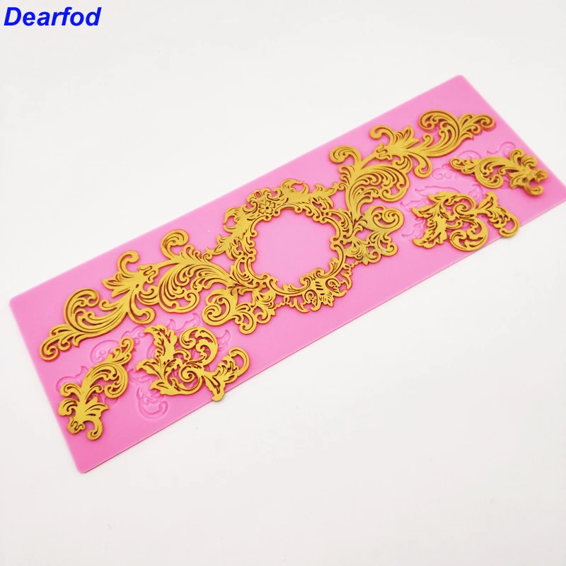 

MX121 European Relief Pattern Flower Lace Mold Silicone Sugar Lace Pad Cake Brim Decoration Mold Kitchenware DIY Tool