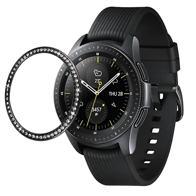 Новое поступление стальной ободок для samsung Galaxy Watch 46 мм/42 мм/gear S3 АЛМАЗНОЕ КОЛЬЦО клеющаяся крышка защита от царапин рамка - Цвет: Black