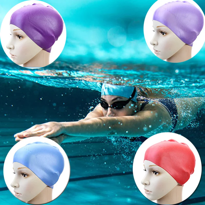 New 9 Colors Swimming Caps Women and Men Universal Silicone Swim Cap