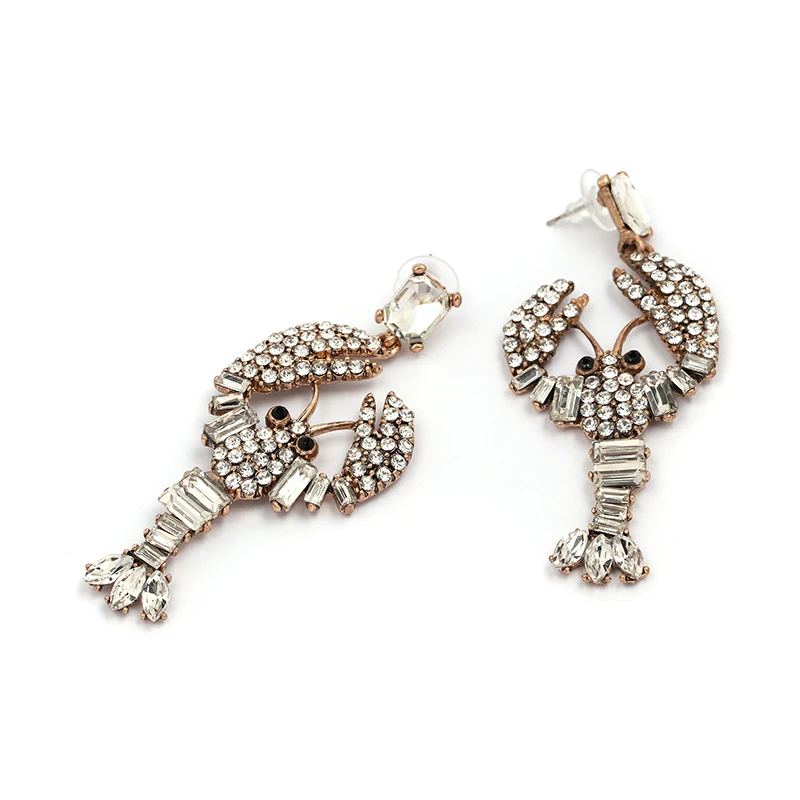 Bohemian Multicolor Animal Lobster Shaped Crystal Dangle Earrings Statement Jewelry Drop Earrings