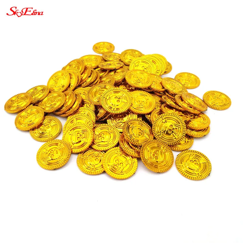 50 шт. 25 мм пластиковые золотые монеты с сокровищами капитан пират монеты для маленьких детей реквизит для игры украшения 6ZHH262
