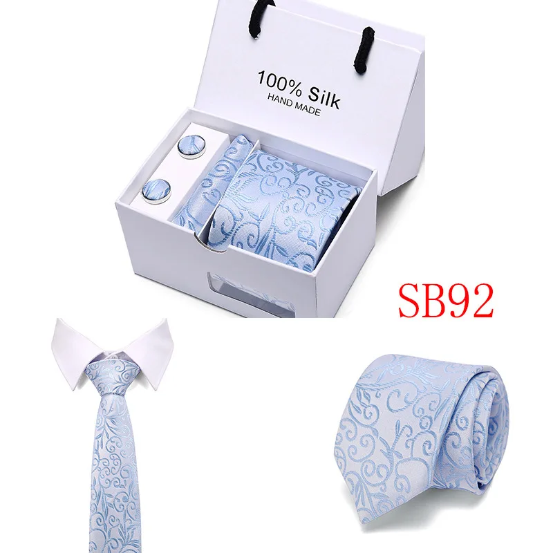 2019 Новый Стрелка 7,5 см Для мужчин галстуки жаккардовые переплетения тощий галстук, шейный платок и запонки модный галстук комплект подарки