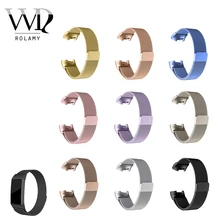 Rolamy Stainless Steel Magnetic Milanese Loop Band Replacement Wristband Strap Watchband for Fitbit Charge 2 Charge3 crested stainless steel band adjustable closure for fitbit charge 2 luxury magnetic milanese loop wrist strap