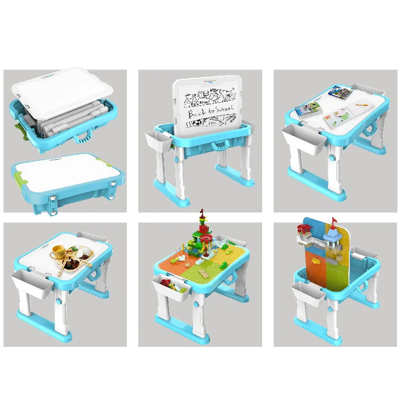 

Free Blackboard Pen and Blocks Large Size Multi-function Foldable Table with Chair Compatible LegoINGlys Minifigure and Bricks