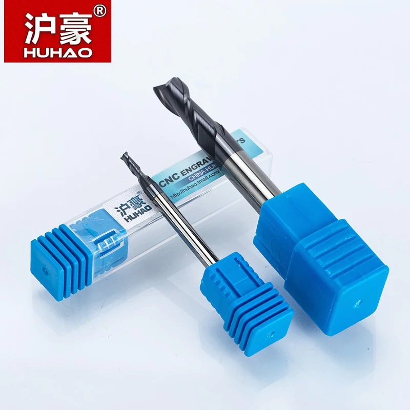 HUHAO 1PC 2 flutes Solid Carbide End Mill CNC Milling Cutter HRC45 R 1 2 3 4 5 6 8 10 14mm router bits for CNC milling machine