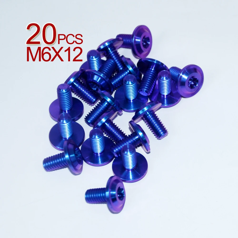 

20 PCS M6*12 Grade5 Titanium Bolts for Racing Motorbike Titanium Alloy Bolts Fasteners Torx Head Titanium Screw