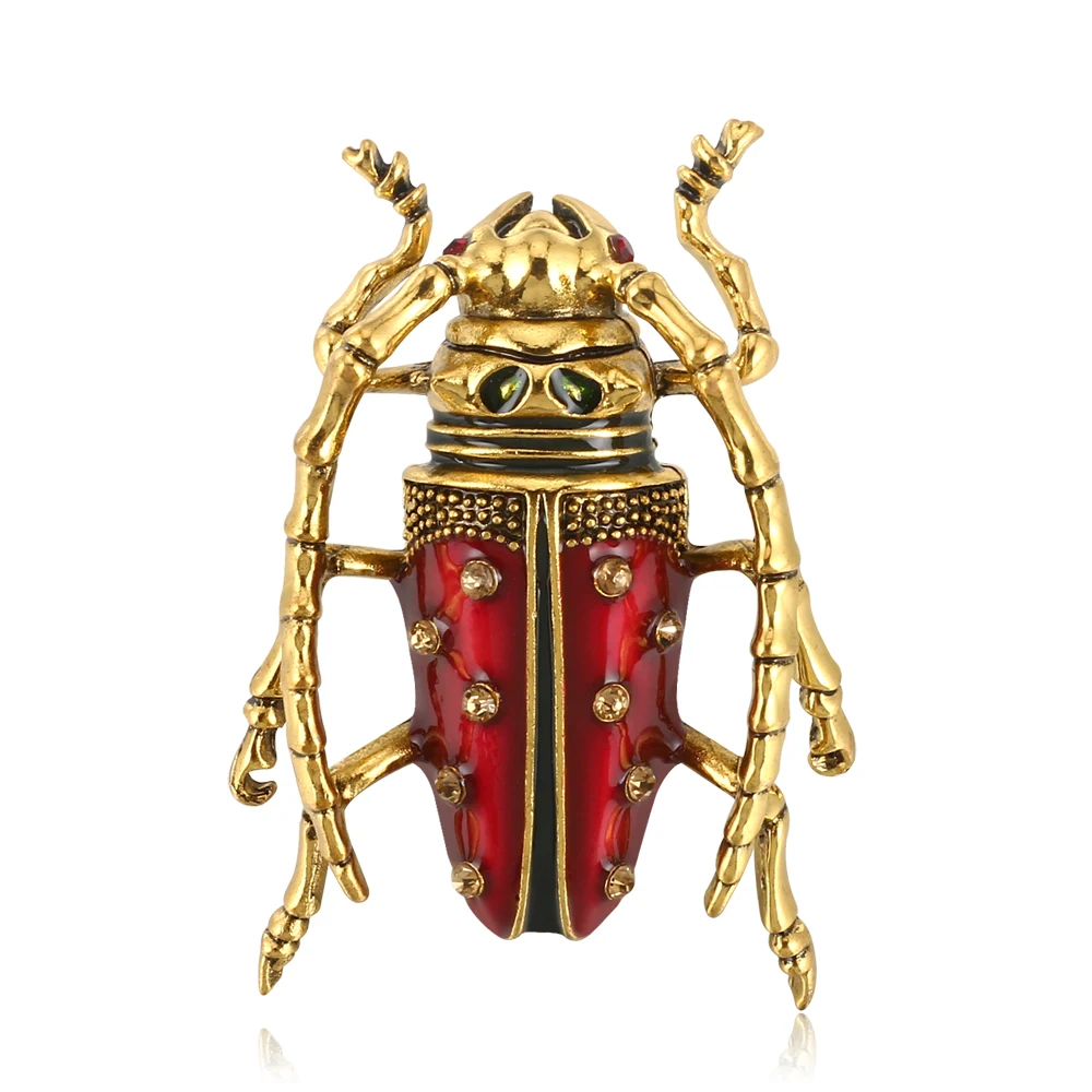 

2019 New Arrival 2 Colors Choose enamel Big Bugs Brooches for Women Vintage gold/silver Style Cool Beetle Brooch Fashion Jewelry
