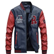 Для мужчин куртка из искусственной кожи Pu Бейсбол куртка Для мужчин s Внешний Повседневное пальто Человек Досуг верхняя одежда для мужчин топы