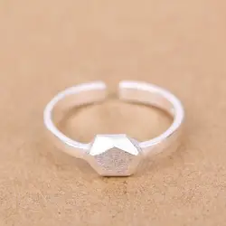 Простые геометрические ромбы из стерлингового серебра 925 пробы регулируемое кольцо