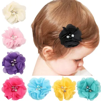 

Baby Hair Clips Diamond Headdress Flower Hair Accessories New Born Girl Hairpin Children Elastic Hairclip Hairbow H064