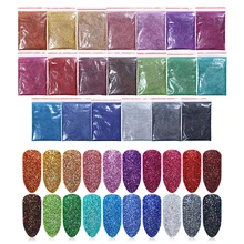 10 г голографическая пудра для ногтей Блеск для ногтей мерцающий пигмент пыль лазерные кончики для ногтей фиолетовый зеленый дизайн ногтей украшение