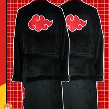 Аниме Наруто тепловой фланелевый Халат Акацуки косплей костюм халат Саске Итачи плащ Зимний толстый Халат A71908