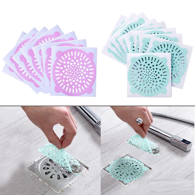 

1pc Non-woven Fabric Anti-Blocking Sink Drain Strainer Hair Stopper Filter Sticker Disposable Strainer Kitchen Bathroom Tools