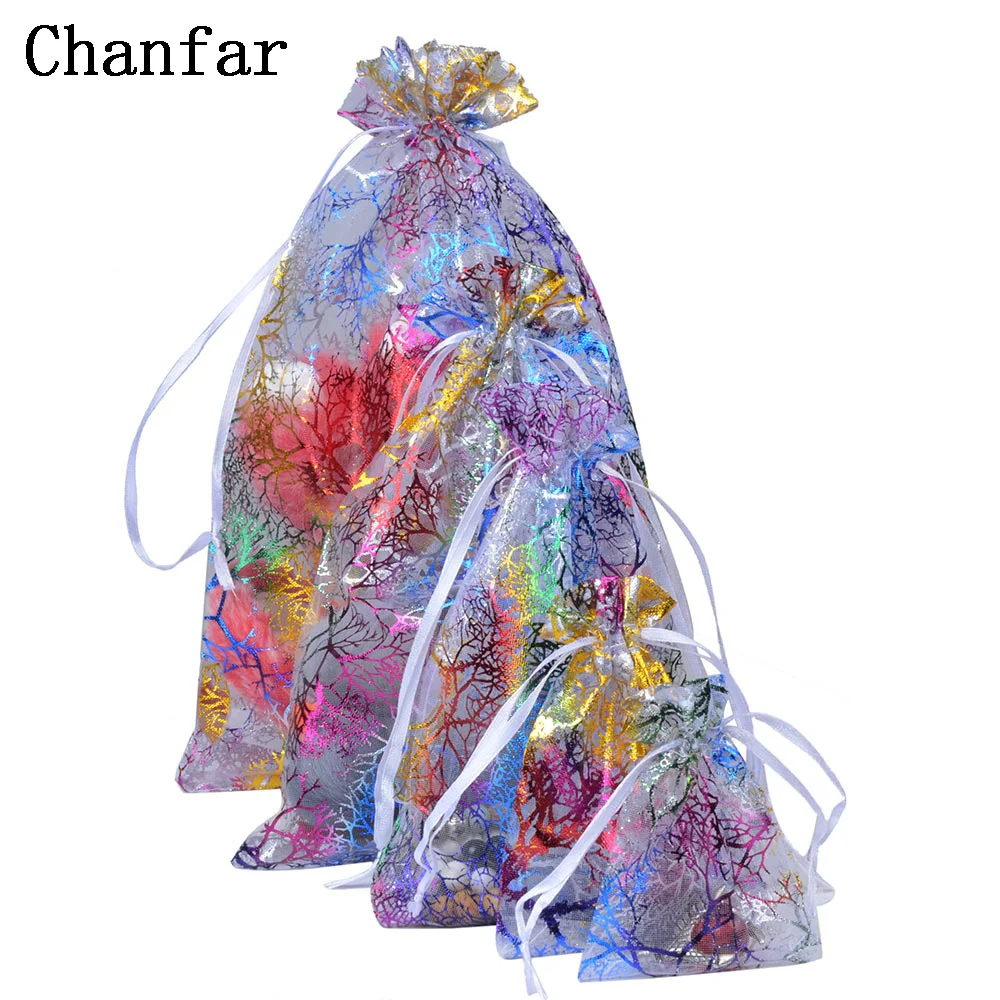 Chanfar 7x9 см 9x12 10x15 13x18 подарочные сумки из органзы для свадьбы рождественские и