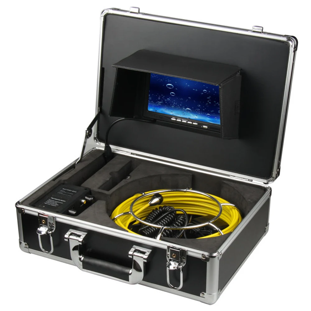 

20M Sewer Waterproof Camera Pipe Pipeline Drain Inspection System 7"LCD DVR 1200TVL Camera with 12 LED Lights 4GB SD Card