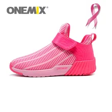 ONEMIX Pink Ribbon Warm Height Increasing Running Shoes for Women Past Winter Zapatillas Mujer Deportivas Sneakers Free Ship