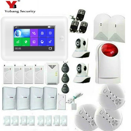 

Yobang Security WIFI Alarm panel IP Camera Door sensor, Water Leakage Sensor Smart Home Burglar Alarm System Remote controller