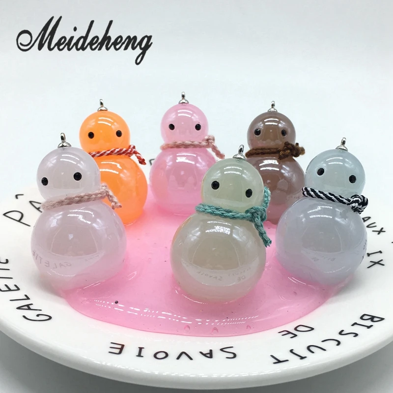 

New Summer 49x30mm Acrylic Transparent Jelly Colorful Smooth Surface Cute Snowman Beads For Jewelry Making Children accessories