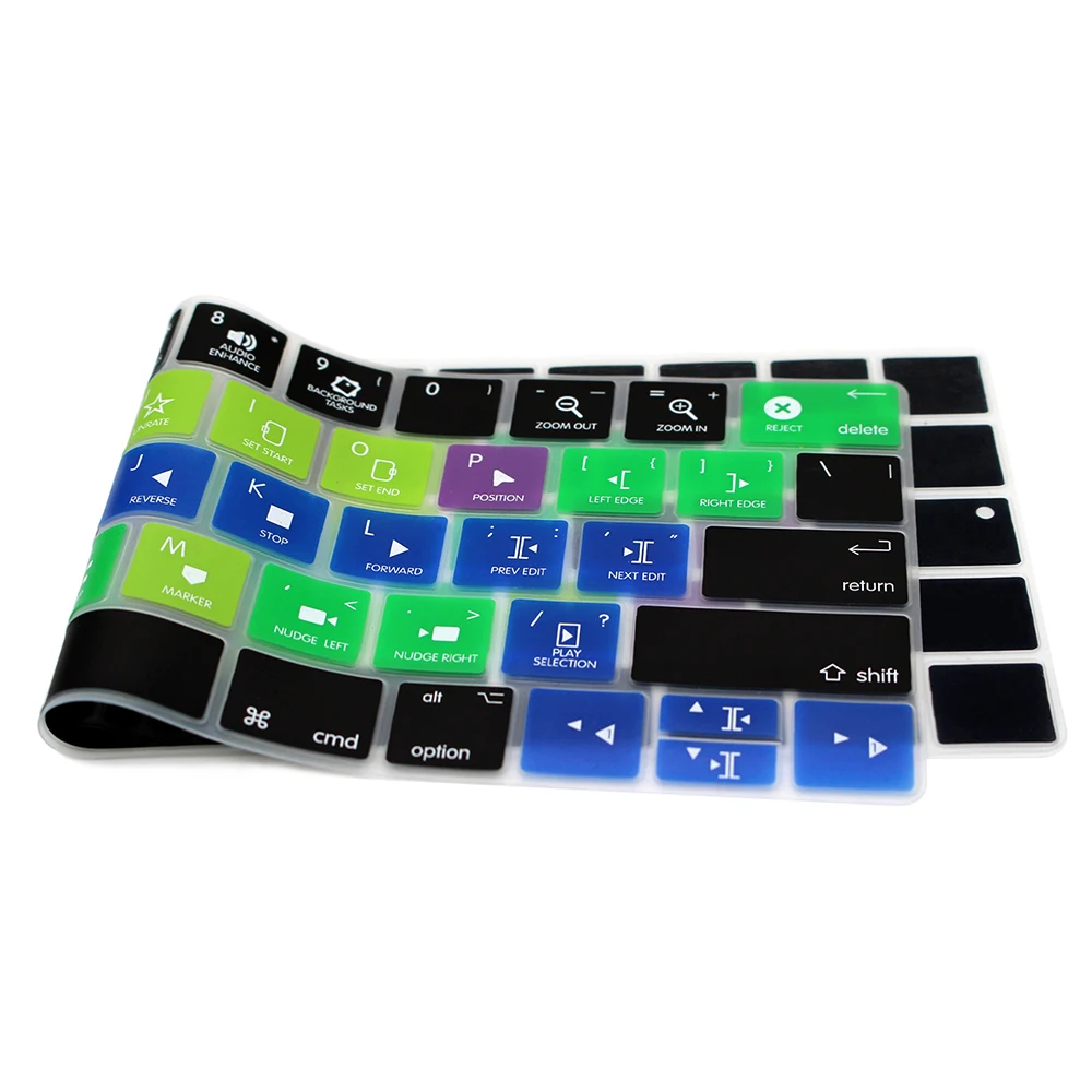 HRH Final Cut Pro X ярлыки горячие клавиши Тонкий силиконовый чехол для клавиатуры для Macbook Pro 1" A1706 15" A1707 A1989 A2159 сенсорная панель