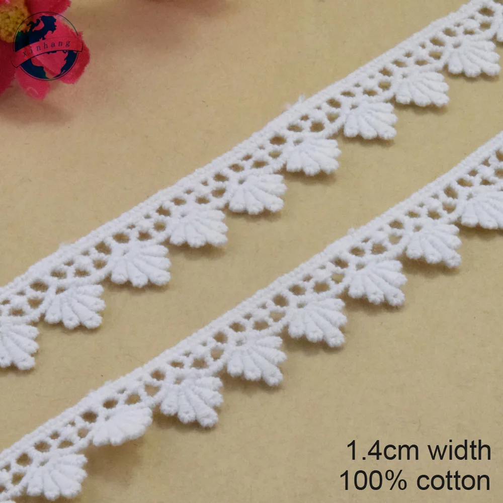 1.4cm White Cotton Embroided Lace Ribbon Guipure Trim Wedding