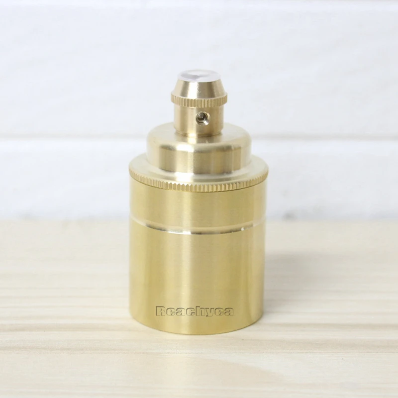 MARRTEUM Remate De Lámpara De Latón Antiguo Con Tapa De Perilla Retro Con Enrosque De Doble Rosca Para Soporte De Pantalla, Compatible Con Ambos 3/8" Y 1/4-27, 1 Paquete Dorado