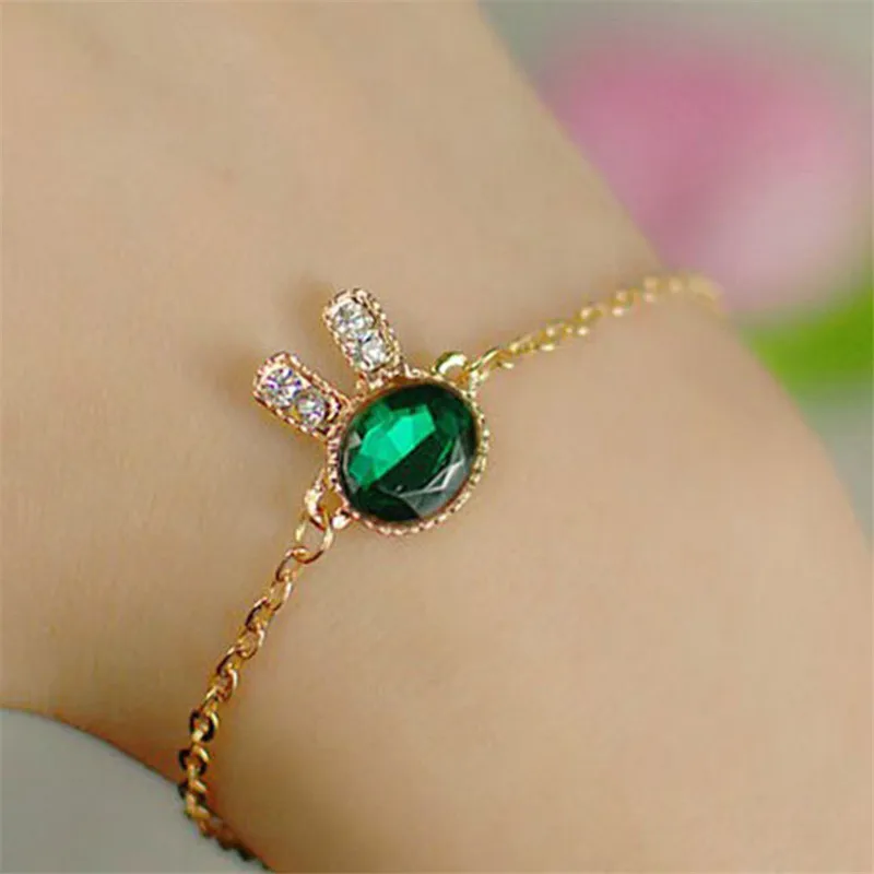 LNRRABC Rabbit Shape Bracelets Crystal Rhinestones Chain Girls Bracelets& Bangles Fashion Jewelry Gift Pulseras