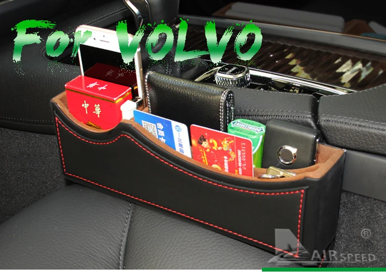 Leather Car Seat Crevice Storage Box Gap Organizer for Volvo XC90 S60 V70 XC60 S80 V50 V40 XC70 S40 Car Accessories  (1)