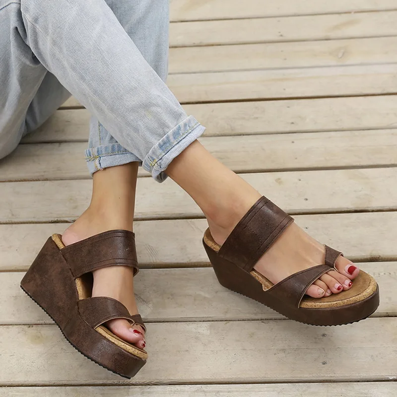 

CALOFE Wedges Shoes Women Sandals High Heels Summer Shoes 2019 Flip Flop Chaussures Femme Platform Sandals Wedge Slippers