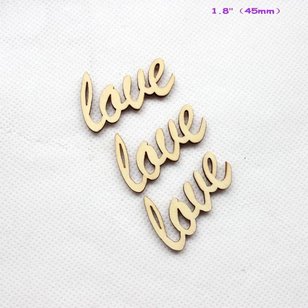 

38mm Unfinished Blank Wood Words "love" Ornaments Rustic Crafts Laser Cut 1.5" -CT1498A