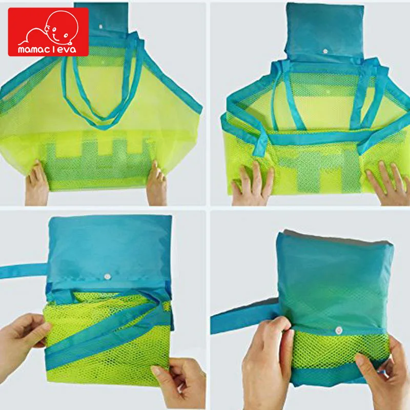 MAMACLEVA Portable Foldable Kids Beach Toys Mesh Bag Children Bath Beach Toys Pouch Bag Child Baby Tote Baskets Storage Bag