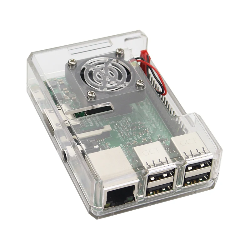 Raspberry Pi 3 ABS корпус 4 цвета пластиковая коробка+ вентилятор охлаждения кулер для Raspberry Pi 3B+ 3B 2B Pi3 корпус 3 B плюс оболочка - Цвет: Transparent