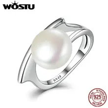 WOSTU, дизайн, 925 пробы, серебро, минимальный жемчуг, кольца на палец для женщин, модные, Аутентичные, S925, хорошее ювелирное изделие, подарок, CQR034