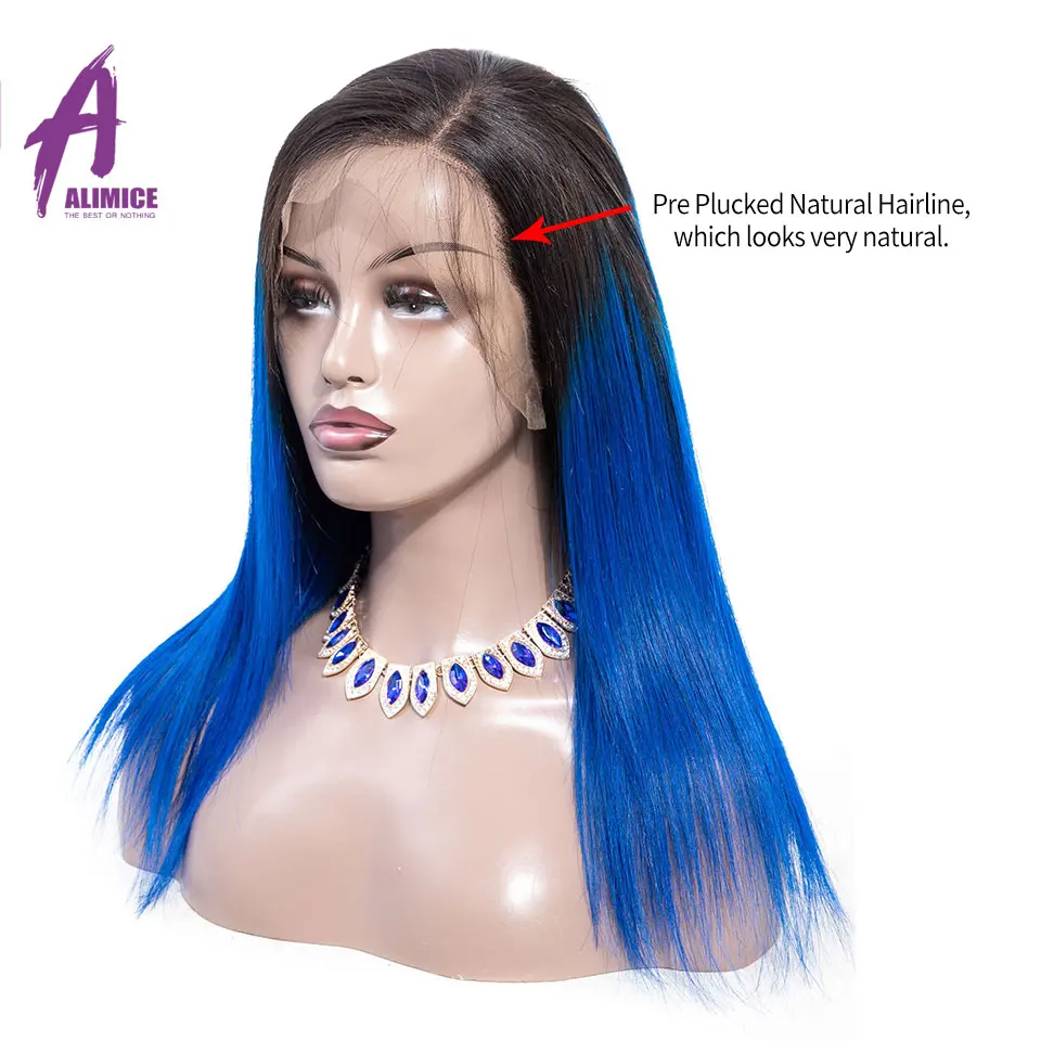 Alimice 180% Colored PinkBlondeRedBlueOrange Wigs Short Ombre Lace Front Human Hair Wigs Remy Brazilian Straight Hair Wig  (14)