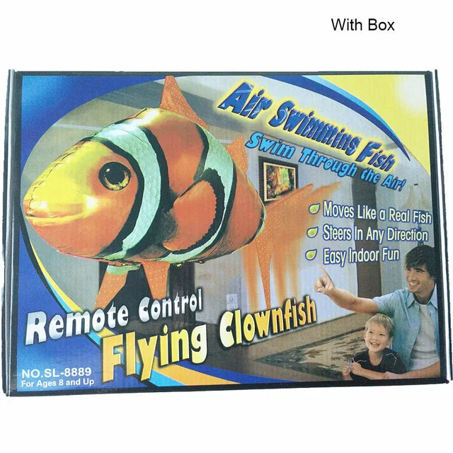 Игрушки акулы с дистанционным управлением, воздушные плавательные рыбки, инфракрасные воздушные шары с дистанционным управлением, надувные радиоуправляемые летающие воздушные самолеты, детские игрушки - Цвет: Fish with box