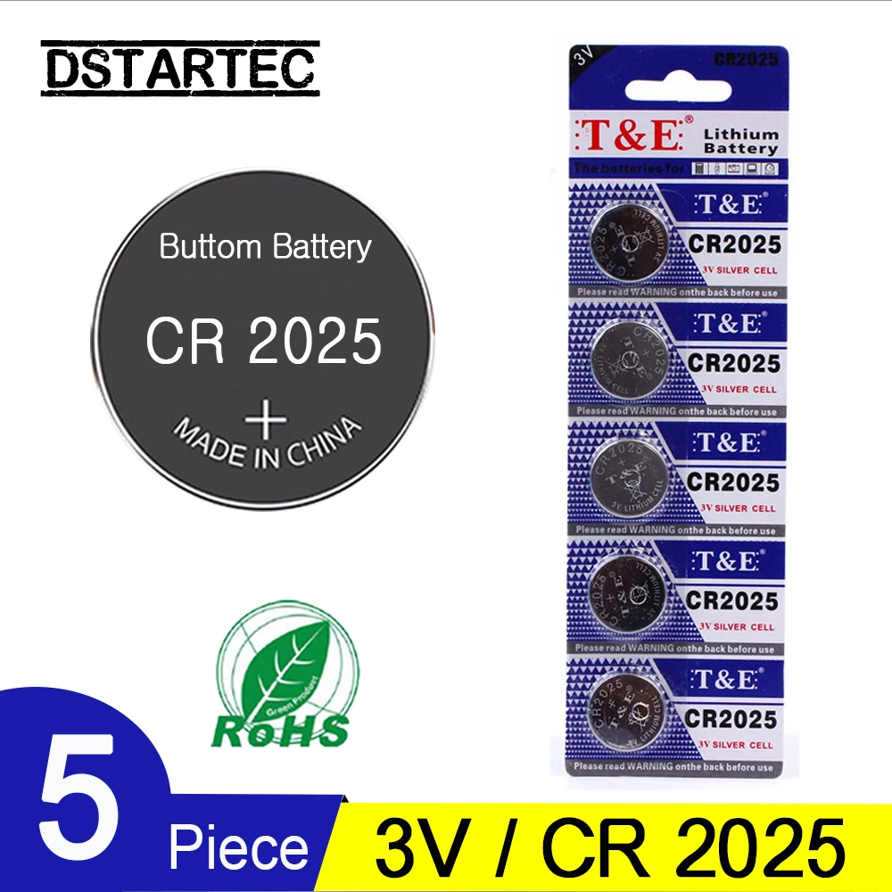 

3V CR2025 Lithium Button Cell Battery DL2025 BR2025 KCR2025 CR 2025 Button Coin Cell Batteries For Watch ect ; 5PCS 30mAh