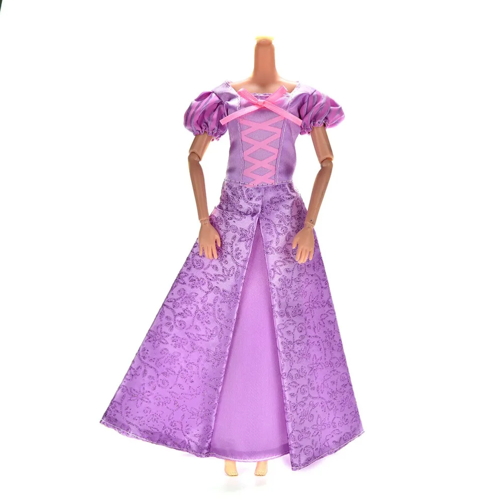 

1Set Purple Handmade Princess Dress Doll Clothing Summer Wedding Gown Dress For Tangled Dolls